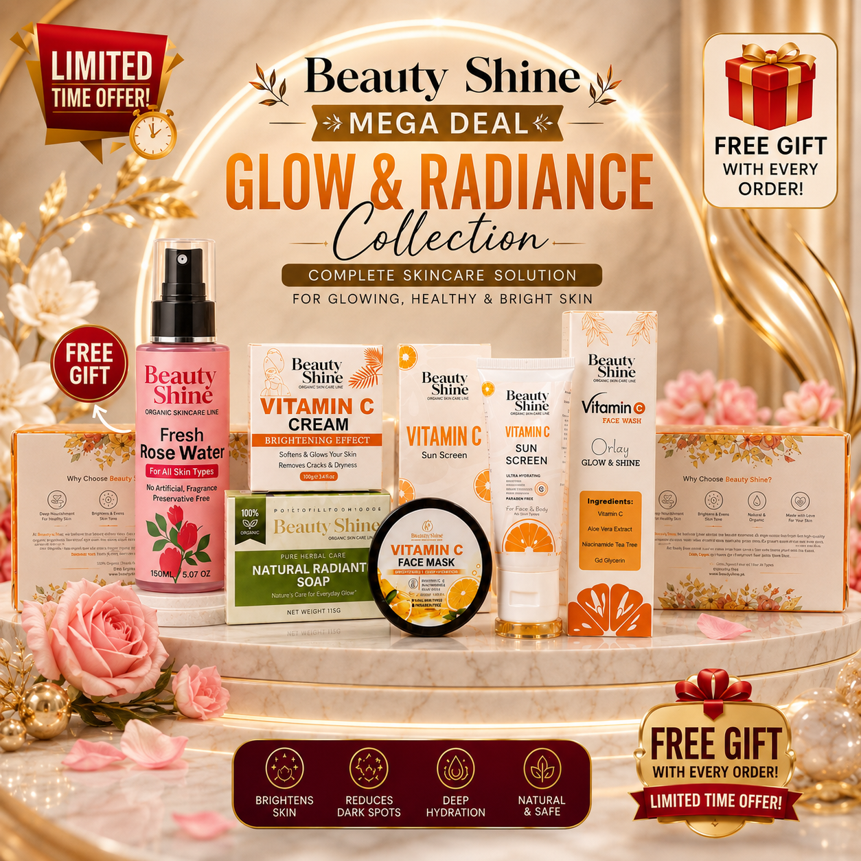 Complete Vitamin C Skincare 5 IN 1 Deal + Rose Water Free Gift 🥰